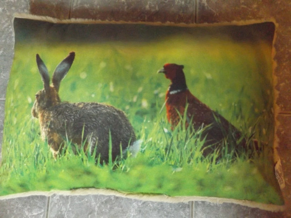 Kissen Hase und Fasan 40 x 60 cm
